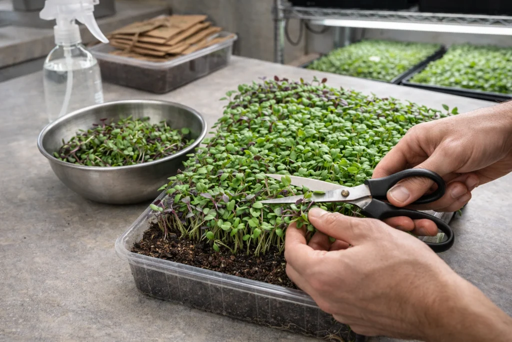 Harvesting Microgreens
